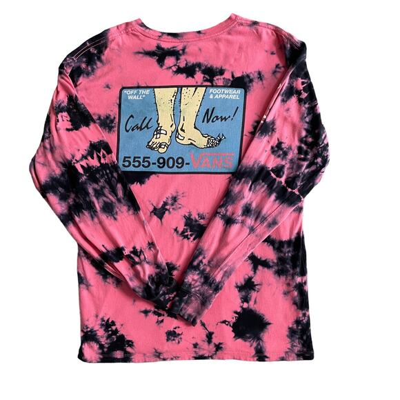 VANS Man I Need Vans Logo Print Tie Dyed Cotton Jersey T-Shirt Pink Size Medium - Picture 3 of 10